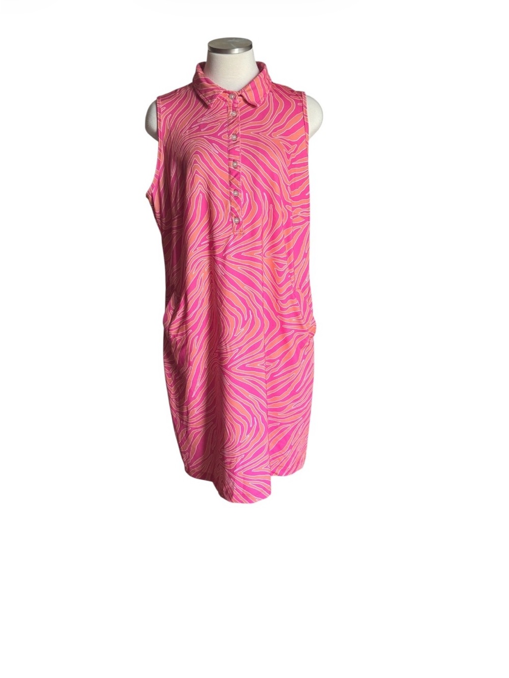 Tee2Sea Bright Pink & Coral Swirl midi dress